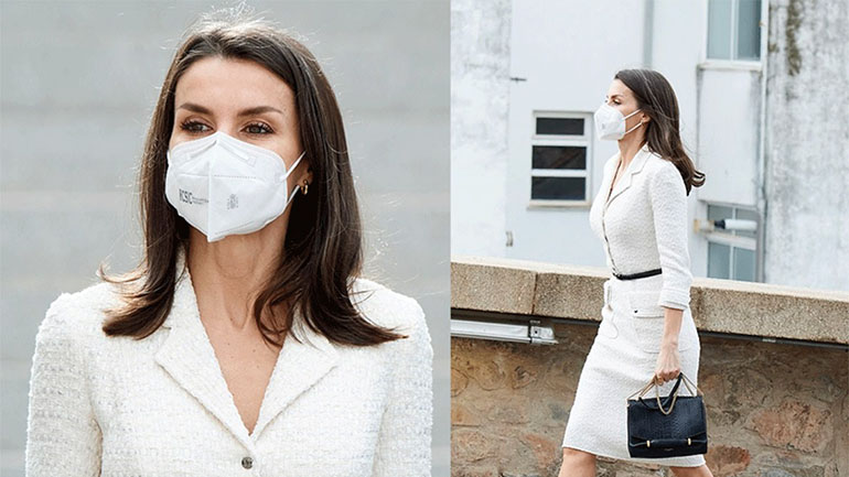 Η κομψή εμφάνιση της βασίλισσας Letizia με λευκό τουίντ φόρεμα
