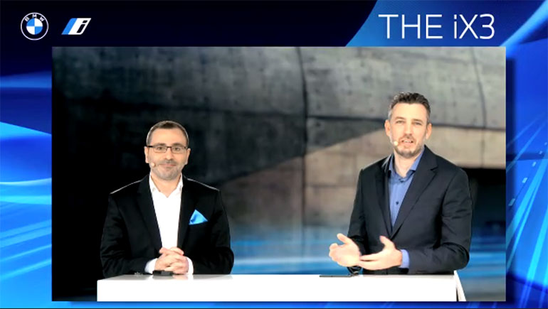 Αριστερά ο επικεφαλής των ηλεκτρικών BMW Group Αντώνης Αδάναλης και δεξιά του ο διευθυντής επικοινωνίας του ομίλου Κωνσταντίνος Διαμαντής