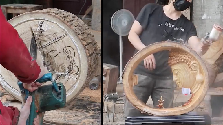 Ξύλινο γλυπτό του Βούδα 