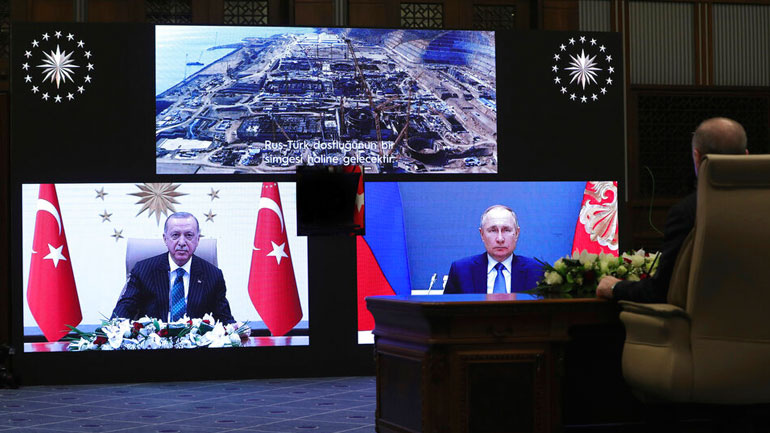 Πούτιν και Ερντογάν εγκαινίασαν μέσω τηλεδιάσκεψης τις εργασίες στο «Ακούγιου»