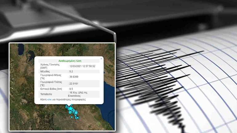 Σεισμική δόνηση 5,2 Ρίχτερ στην Ελασσόνα Σεισμική δόνηση 5,2 Ρίχτερ στην Ελασσόνα