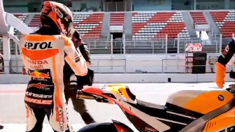 Αρκετά άνετος ήταν στη σέλα της μοτοσικλέτας ο Marquez, που δείχνει έτοιμος να επιστρέψει στις πίστες.