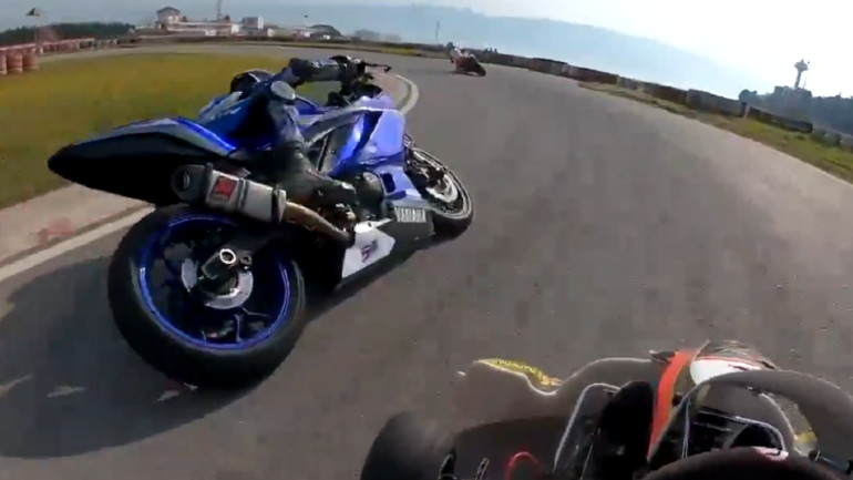 Μια Yamaha R3 τα βάζει με Go-Kart