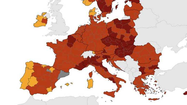 Χάρτης ECDC : «Κοκκίνισε» ολόκληρη η Ελλάδα