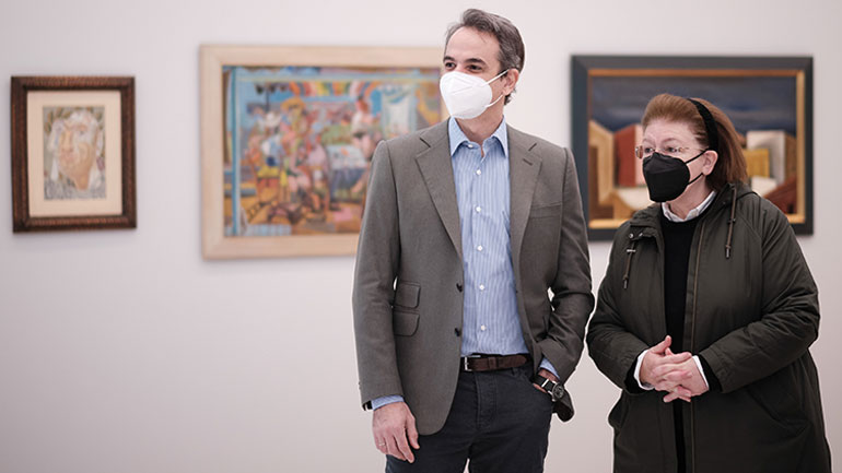 Την ανακαινισμένη Εθνική Πινακοθήκη επισκέφθηκε ο Κυριάκος Μητσοτάκης