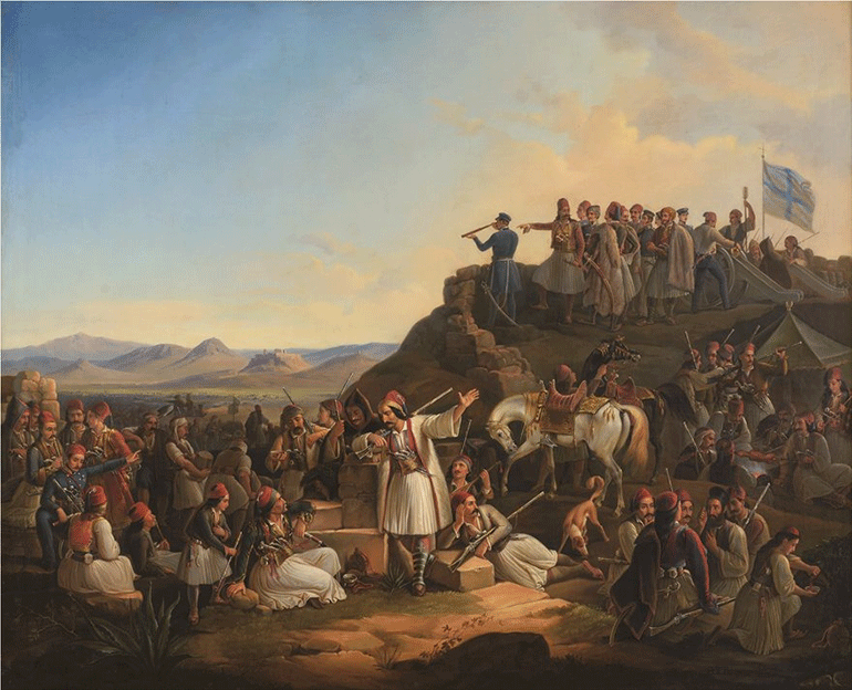 Θεόδωρος Βρυζάκης (1814-1878) Το στρατόπεδο του Καραϊσκάκη, 1855 , Λάδι σε μουσαμά, Δωρεά Πανεπιστημίου, αρ. έργου 493 / Theodoros Vryzakis (1814-1878), The Army Camp of Karaiskakis, 1855, Oil on canvas, Donated by the University, inv. no. 493