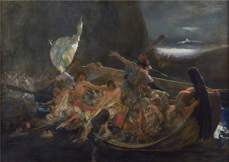 Νικόλαος Γύζης (1842-1901). Μετά την καταστροφή των Ψαρών, π. 1896-1898, Λάδι σε μουσαμά, αρ. έργου 460, Nikolaos Gyzis (1842-1901) After the Destruction of Psara, c. 1896-1898, Oil on canvas, inv. no. 460