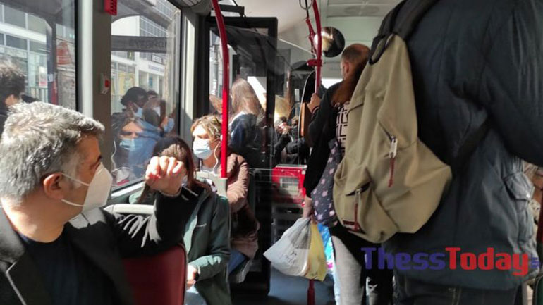 Θεσσαλονίκη: Ο ένας πάνω στον άλλον στα λεωφορεία και στη μέση… οι ελεγκτές