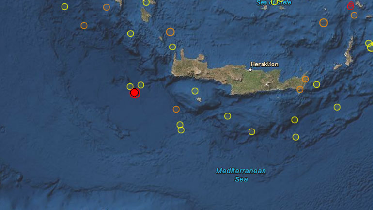 Σεισμική δόνηση 4.7 Ρίχτερ δυτικά της Κρήτης