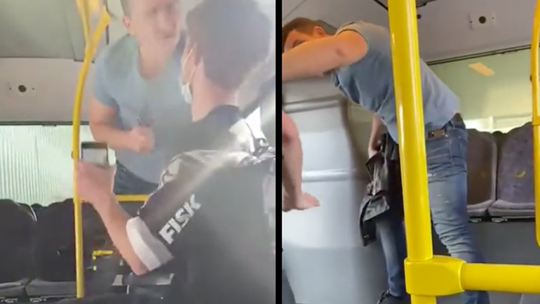 Άγρια λογομαχία μεταξύ επιβατών λεωφορείου Άγρια λογομαχία μεταξύ επιβατών λεωφορείου