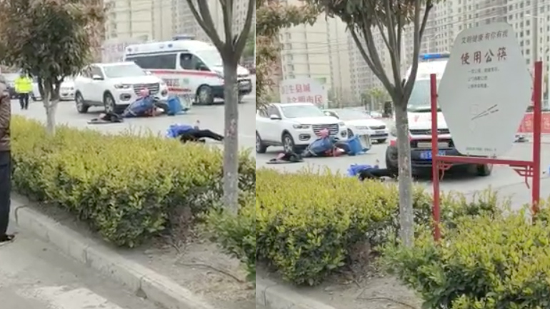 Ασθενοφόρο ελέγχει αν ένας τραυματίας είναι ακόμα ζωντανός (Κίνα)