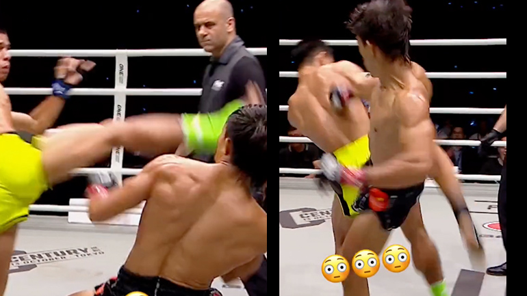 Αποφυγή κλοτσιάς σε αγώνα kick boxing