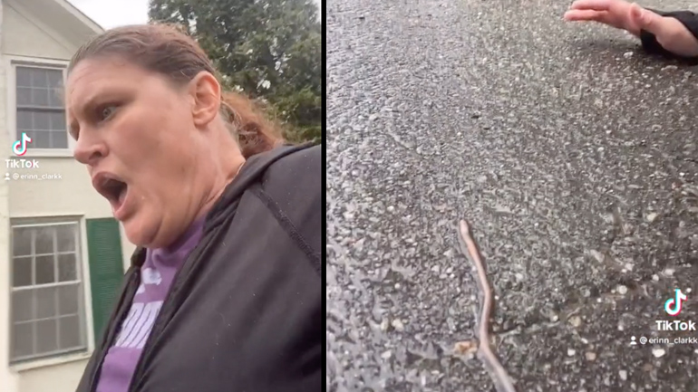 Γυναίκα συναντά έναν γαιοσκώληκα