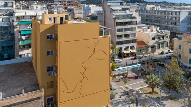 «Το Φιλί» του ζωγράφου Ηλία Παπαηλιάκη ωδή στην αγάπη, τη ζωή, την πόλη