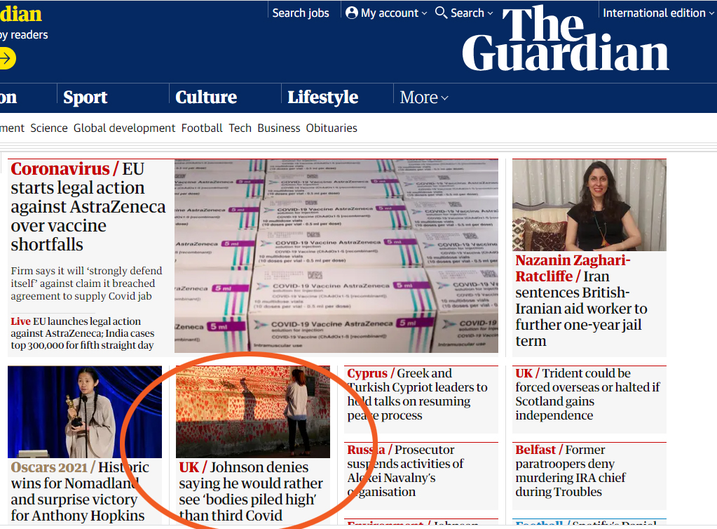 Η διάψευση Τζόνσον σε πρωτοσέλιδο δημοσίευμα του βρετανικού Guardian