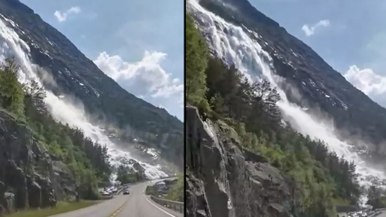 Μαγευτικό τοπίο ενός καταρράκτη στη Νορβηγία Μαγευτικό τοπίο ενός καταρράκτη στη Νορβηγία