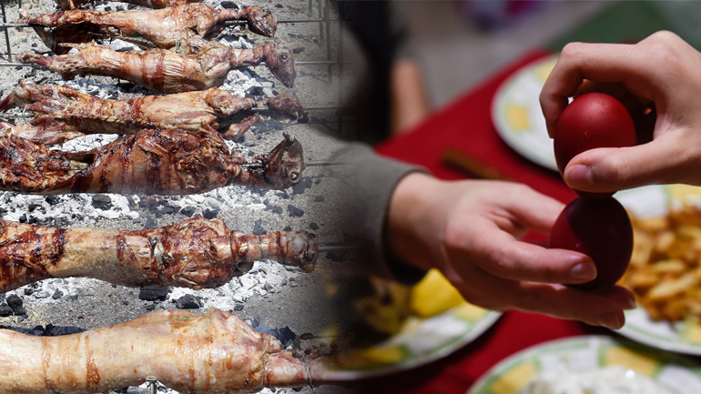 Πασχαλινό τραπέζι με δύο οικογένειες