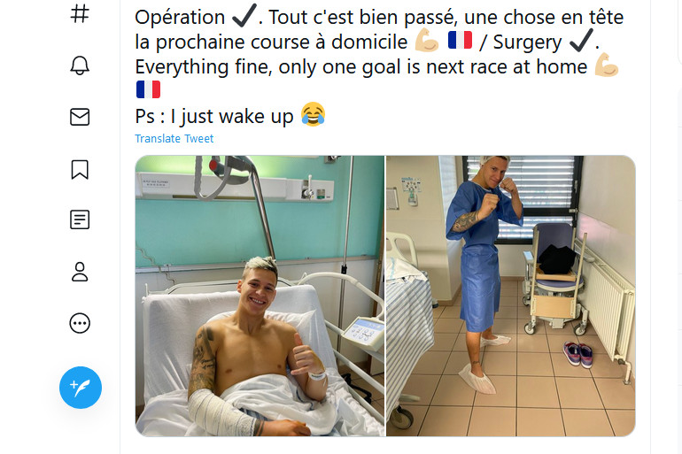 Το Tweet του Γάλλου μετά την επέμβαση στο χέρι!