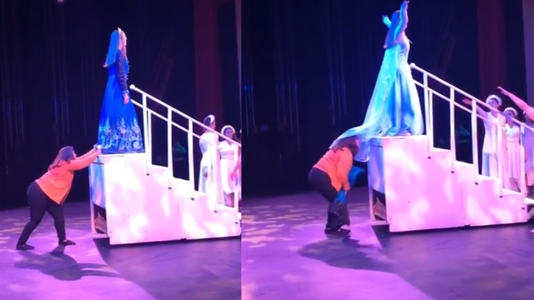 Τραγουδίστρια αλλάζει φόρεμα στη σκηνή