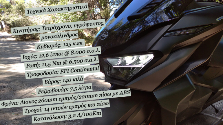 Τα βασικά τεχνικά χαρακτηριστικά του Jet X 125.