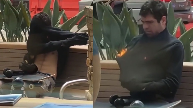 Άνδρας καπνίζει κρυφά ναρκωτικές ουσίες σε δημόσιο χώρο