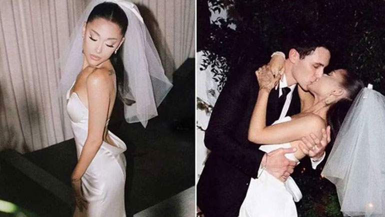 Η Αriana Grande παντρεύτηκε φορώντας ένα κομψό Vera Wang νυφικό