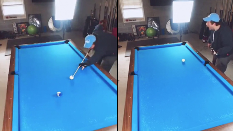 Eντυπωσιακή βολή στο μπιλιάρδο
