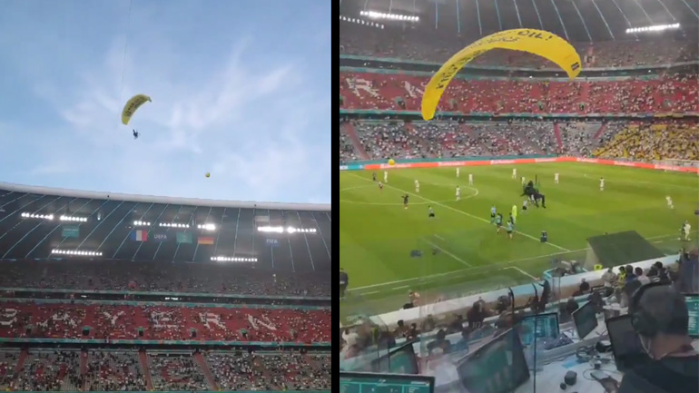 Ακτιβιστής της Greenpeace παραλίγο να πέσει στις εξέδρες του Euro