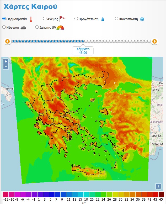 Σάββατο 26/6 ώρα 15.00 (Πηγή: weather.gr)
