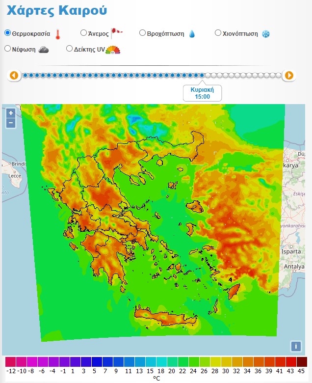 Κυριακή 27/6 ώρα 15.00 (Πηγή: weather.gr)