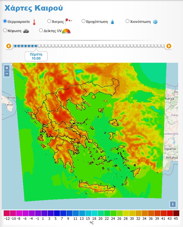 Πέμπτη 24/6 ώρα 15.00 (Πηγή: weather.gr)