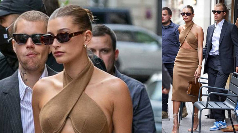 H εντυπωσιακή εμφάνιση της Hailey Bieber στη συνάντηση με τον Emmanuel Macron