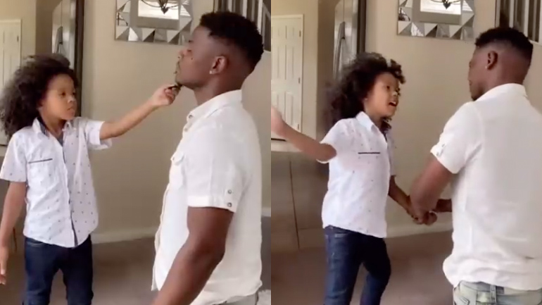 Παιδί δοκιμάζει μια κίνηση αυτοάμυνας