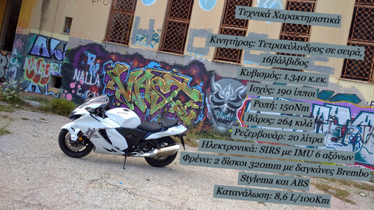 Βασικά τεχνικά χαρακτηριστικά της Suzuki Hayabusa.
