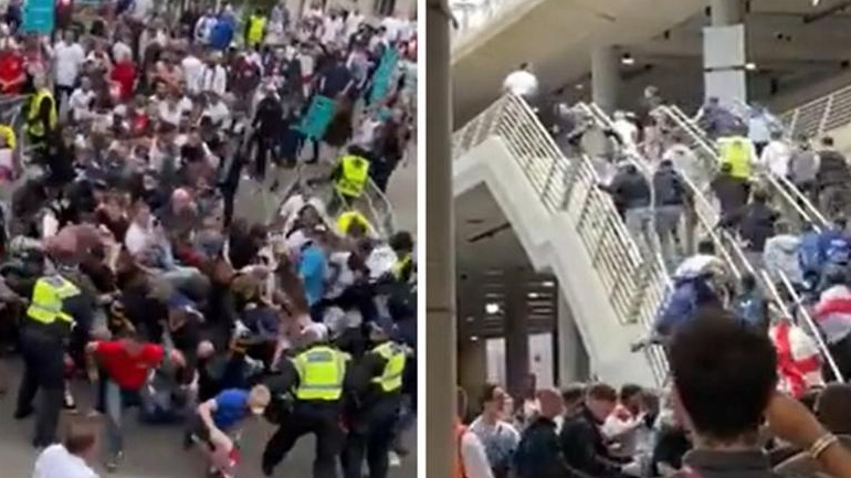 Tελικός Euro 2020: Οπαδοί της Αγγλίας χωρίς εισιτήριο επιχείρησαν να εισβάλλουν στο Γουέμπλεϊ