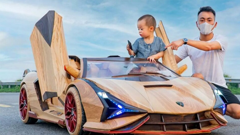 Έφτιαξε μια ξύλινη Lamborghini για τον γιο του