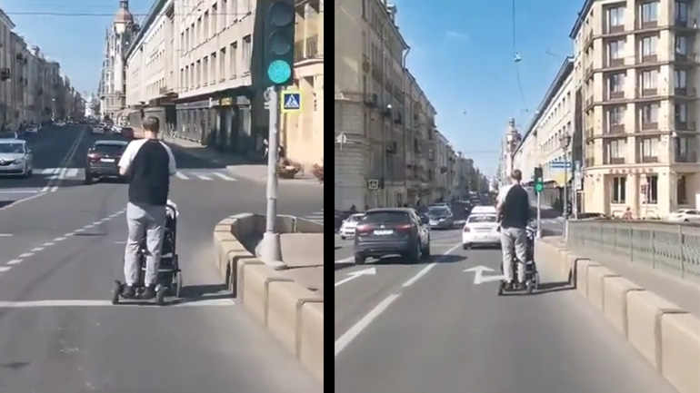 Σύγχρονος πατέρας με segway