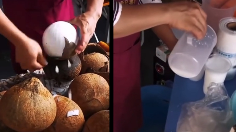 Φρέσκο γάλα καρύδας