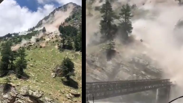 Kατολίσθηση καταστρέφει μια γέφυρα