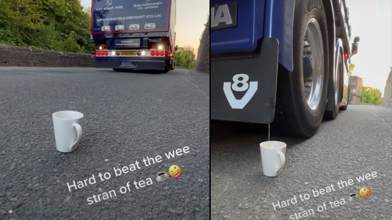 Οδηγός νταλίκας ετοιμάζει τσάι