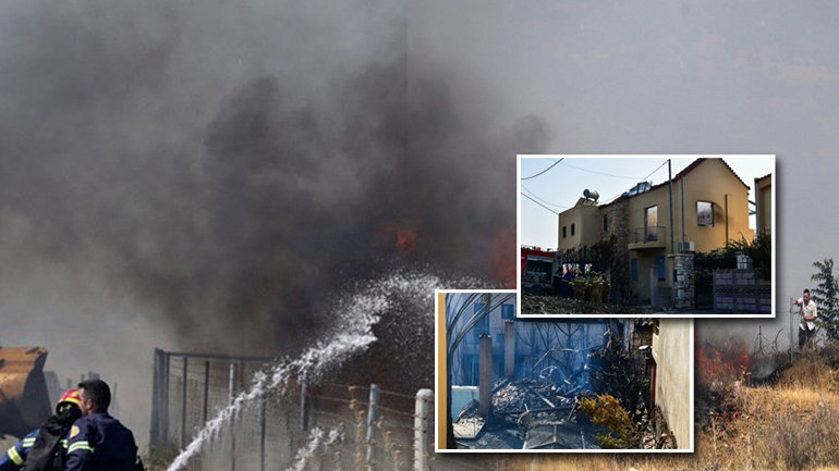 Καμένα σπίτια και στάχτη άφησε πίσω της η φωτιά στην Πάτρα