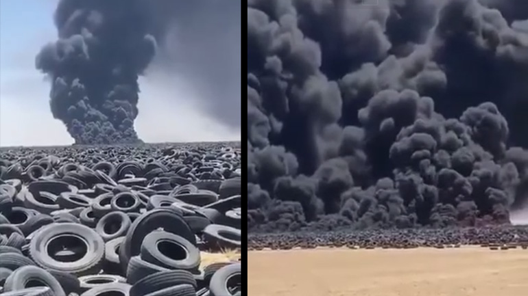 Το μεγαλύτερο «νεκροταφείο» ελαστικών στον κόσμο φλέγεται στο Κουβέιτ