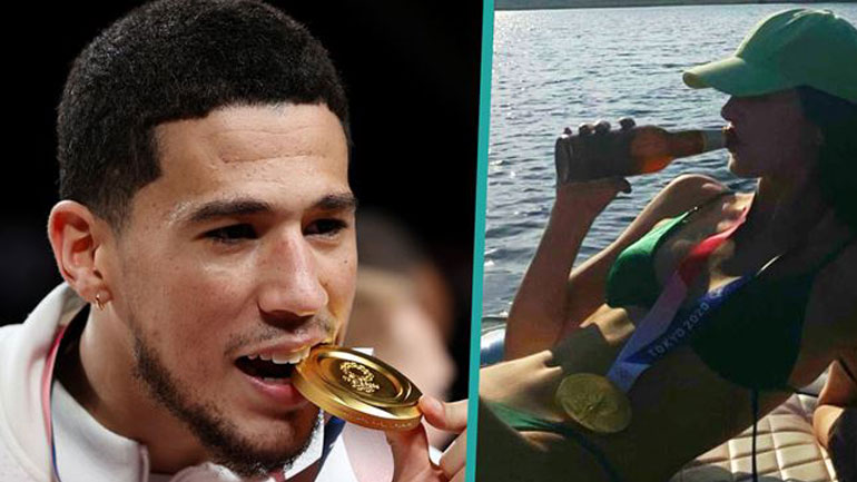 Η Kendall Jenner ποζάρει με το χρυσό Ολυμπιακό μετάλλιο του αγαπημένου της