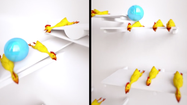 Η μουσική του Jurassic Park με λαστιχένια κοτόπουλα και μπάλες του μπόουλινγκ