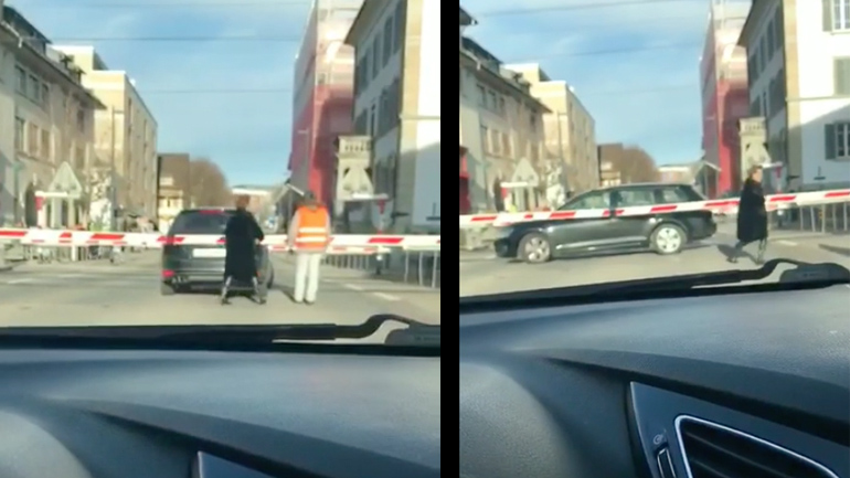 Οδηγός εγκλωβίστηκε σε ισόπεδη διάβαση (Ελβετία)