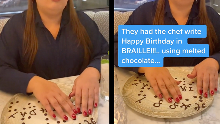 Τούρτα γενεθλίων για ένα τυφλό κορίτσι