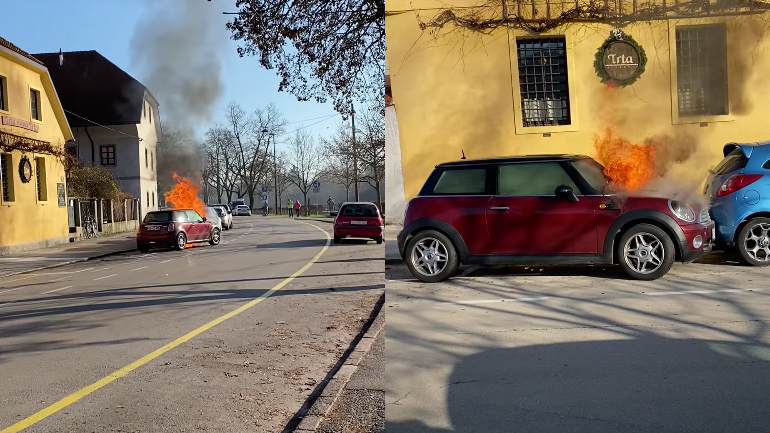 Φωτιά ξεκινά τον κινητήρα ενός αυτοκινήτου