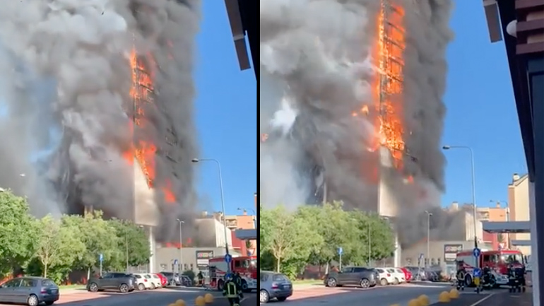 Ένα 20ώροφο κτήριο τυλίγεται στις φλόγες (Ιταλία)