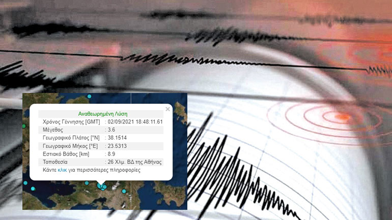 Σεισμός 3,6 Ρίχτερ στην Αθήνα