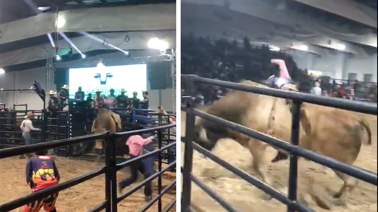Ταύρος εκτοξεύει άνδρα σε ροντέο